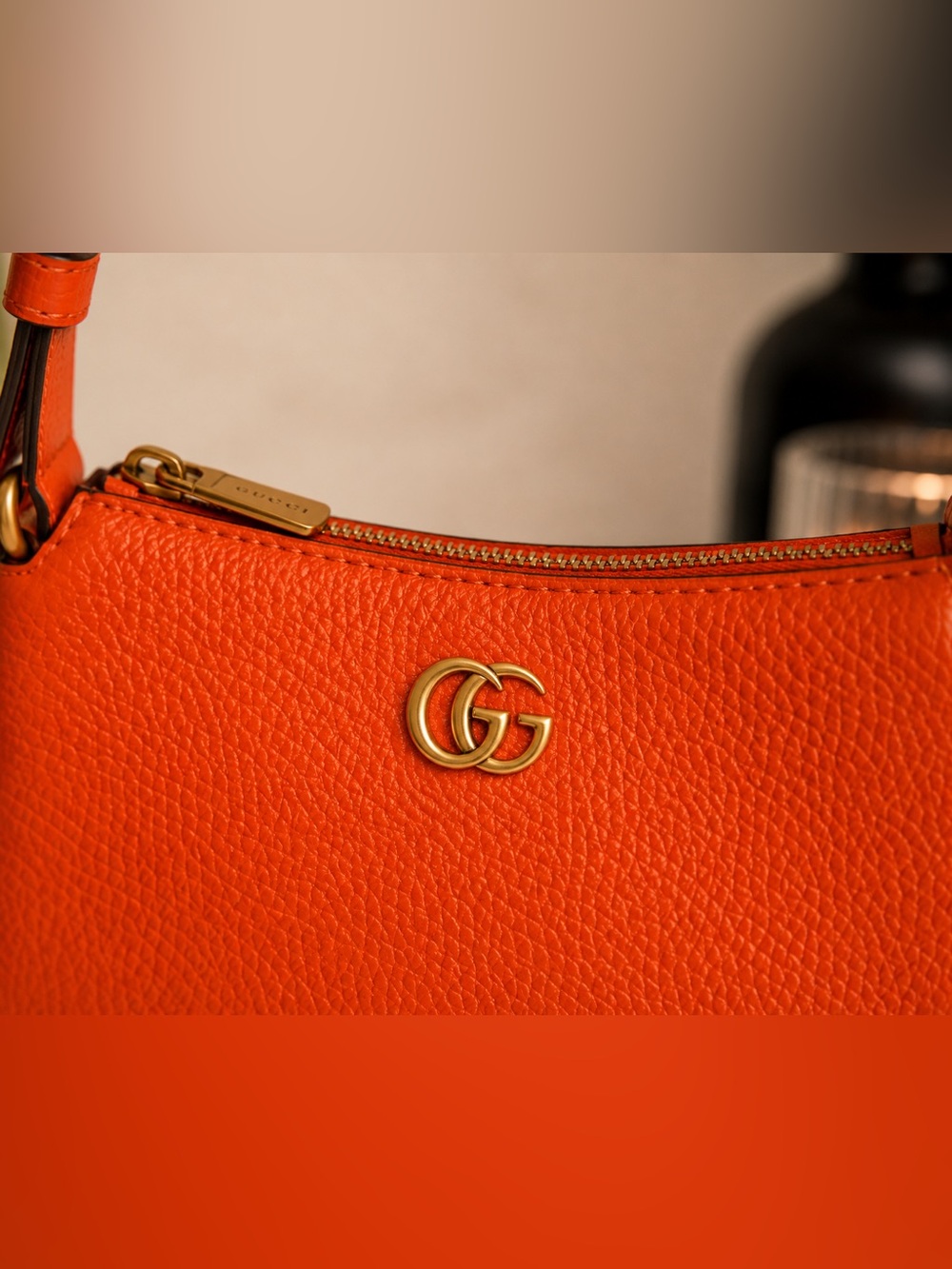 Gucci Orange Pebbled Leather Mini Shoulder Bag🍊NWTs GG Gold Hardware - Full Set - Picture 4 of 12